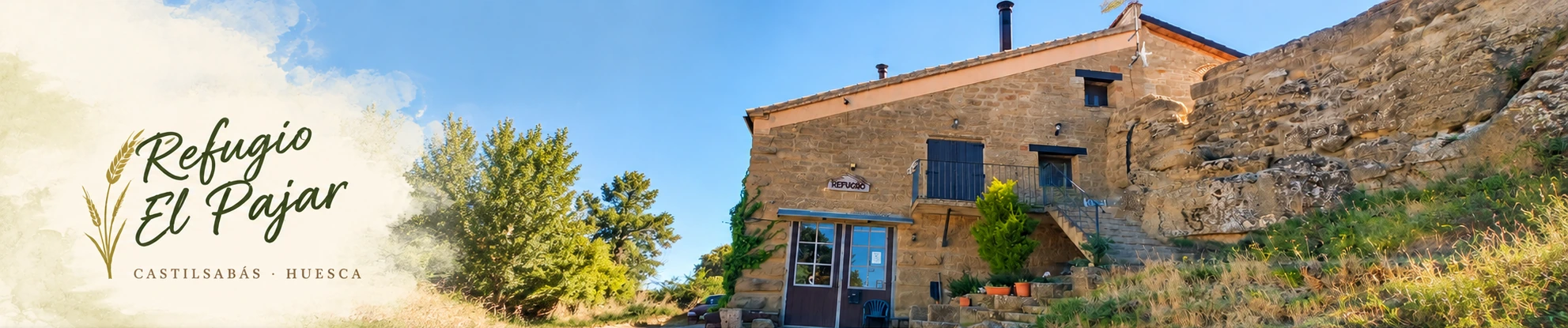 Refugio El Pajar, Castilsabás, Huesca, con espiga y fachada